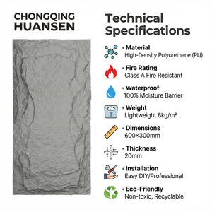 Carrelage en pierre artificielle PU léger pour mur d'arrière-plan TV - Design en pierre culturelle écologique et imperméable - Product Image 6
