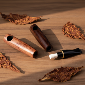 Pipe à tabac en bois massif en forme de cigare Runwood, accessoires créatifs, artisanat en bois, poignée droite, petite pipe à fumer - Product Image 2