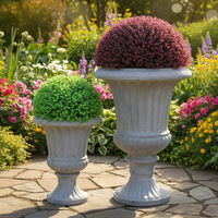 Grand pot de fleurs en béton de fibrociment pour décoration de jardin intérieur/extérieur, avec trou de drainage, durable, pour le sol