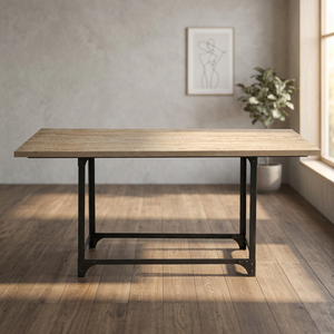 Mesa de Comedor Plegable de Hierro y Madera para 6 Personas, Estilo Industrial y Rústico, para Apartamentos, Hoteles, Comedores y Uso Doméstico - Product Image 3