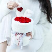 Lovebay Rosenstrauß mit Plüsch Echte Ewige Rosen Konservierte Blumen Bouquet für Freundin Valentinstag Muttertag