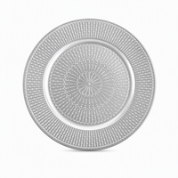 Assiette de Présentation Argentée 13 Pouces, Plateau Rond Réutilisable en Plastique Perlé pour Mariage, Fête, Décoration de Table, Événement, Fêtes