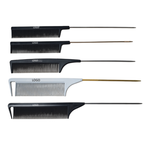 Peigne à queue de rat antistatique et résistant à la chaleur pour salon de coiffure, peigne à queue métallique en carbone pour tressage, vente en gros - Product Image 1