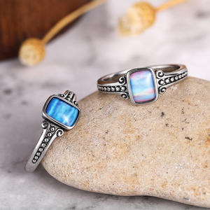 Bague géométrique en labradorite T0927, sertissage carré, pierre naturelle, bijou unisexe, cadeau tendance - Product Image 5