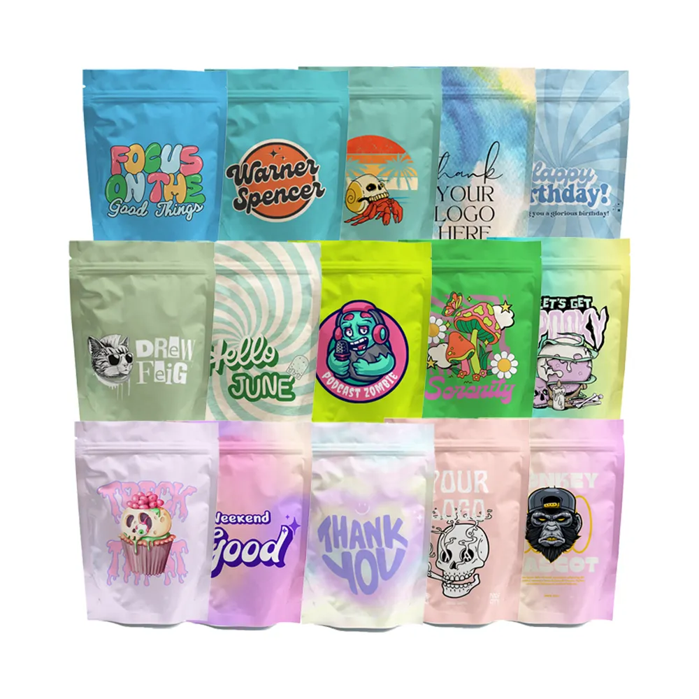 Resealable Zipper Custom Printed 1G Small Cookies Edible Stand Up Mylar Bags 3.5g Baggies Bag For Gummy
