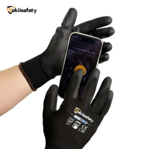 Yokiisafety logo Pu Coated Work Safety <strong>Gloves</strong> for Brick Work Construction with Grip Industrial Men Custom Pu Working <strong>Gloves</strong> - Product Image 1