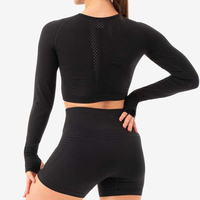 Design de mode femmes haut court couleur unie manches longues ensembles sexy femmes haut de flic