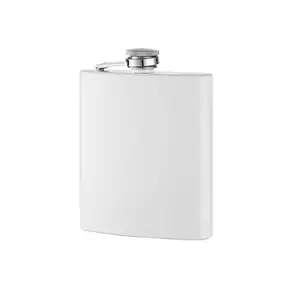 Wholesale 7oz White Colored Stainless Steel Hip Flask For Alcohol Drink Whiskey For Wedding Camping Party