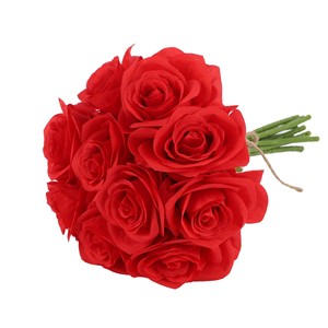 ช่อดอกกุหลาบไหมไทน์เอน 10 ดอก สีแดง 30 ซม. สำหรับงานแต่งงาน ตกแต่งบ้าน - Product Image 1