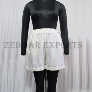 Short en lin à rayures vertes pour femme short de plage de vacances à la mode personnaliser logo quantité minimale de commande bas - Product Image 3