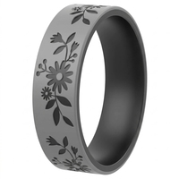 Bague d'anniversaire en silicone bicolore avec logo personnalisé pour elle - Bague de promesse de fiançailles flexible gravée au laser pour femme