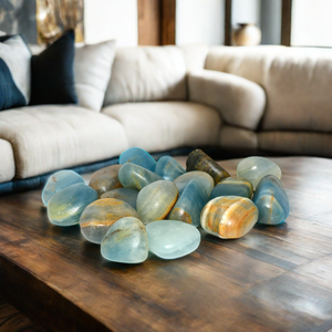 Commercio all'ingrosso 20-30mm naturale <span class=keywords><strong>Calcite</strong></span> blu caduto pietre Feng Shui stile per la decorazione della casa in buddismo tema gemma agata - Product Image 4