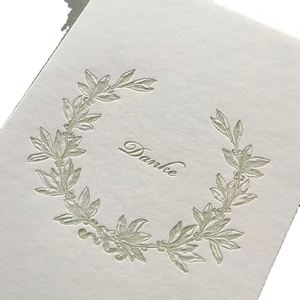 ชุดการ์ดเชิญงานแต่งงานสุดหรู พร้อมซองจดหมาย พิมพ์แบบ Letterpress กระดาษออฟเซ็ต  ตกแต่งลายนูน  งานพิมพ์แบบกำหนดเอง จัดส่งรวดเร็ว - Product Image 4