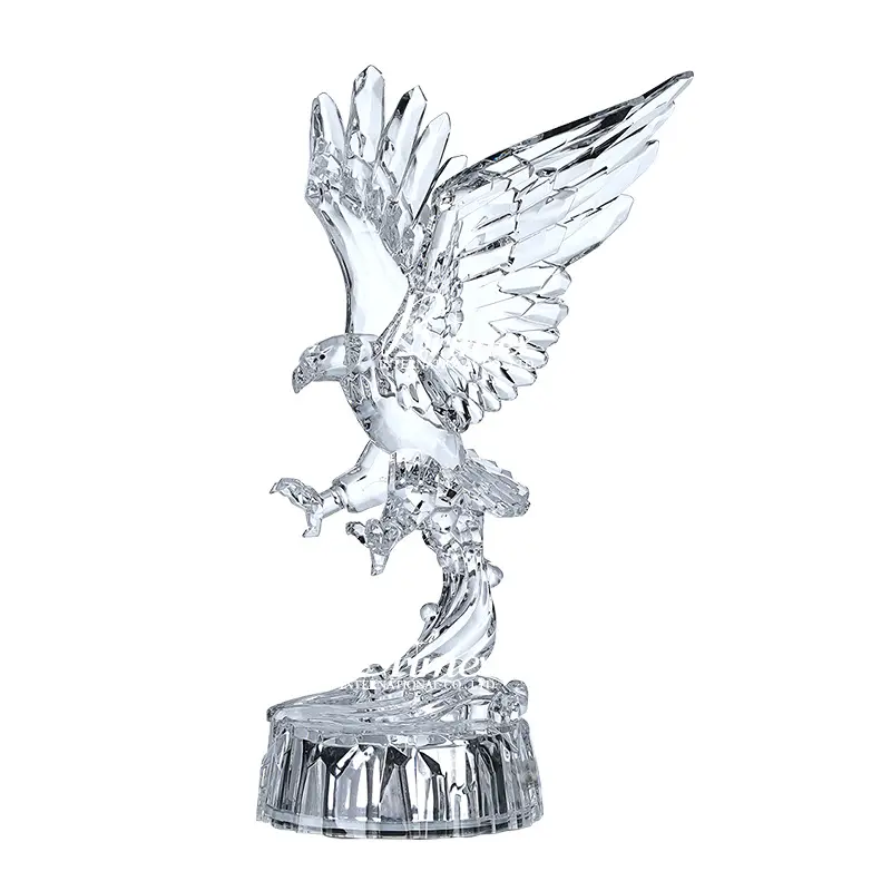 Figura de águila de colección de vidrio, estatua de ornamento