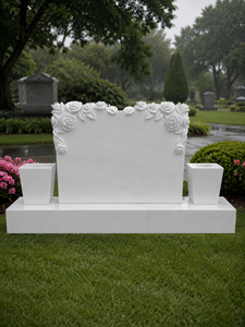 Lápida Conmemorativa de Mármol Blanco para Cremación, Monumento para Cementerio, Estilo Tradicional Europeo, Estatua de Piedra - Product Image 5