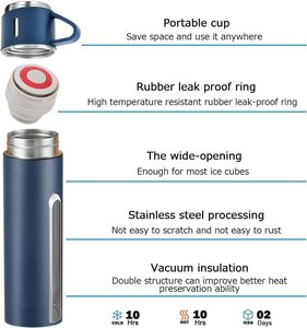 Customize Logo Gift Box 3pcs Outdoor Travel Coffee <b>Tea</b> <b>Thermos</b> Vacuum Flask Stainless Steel Water Bottle Gift Set With 2 Cup - Product Image 4