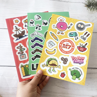 Meilleures ventes de feuilles d'autocollants découpés à la forme personnalisées A4 A5 A6, logo coloré, kawaii, paillettes, dessin animé, feuilles d'autocollants découpés à la forme