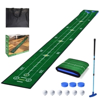 Ensemble de jeu de golf tapis de putting comprenant un club de putting télescopique et six balles de golf