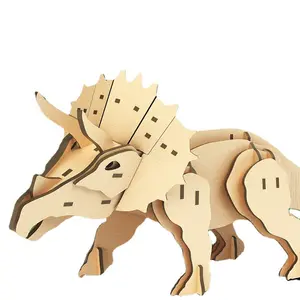 3D立体组装恐龙拼图趣味动物木制拼图摆件儿童益智手工玩具