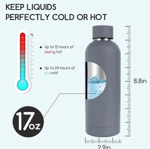 Custom Insulated Stainless Steel Hot and Cold Girls Reusable <b>Large</b> Slim 500Ml Rubber Painted Tea Water Bottle With Custom Logo - Product Image 3