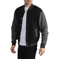 Jaket Varsity Unisex Gaya High Street Musim Dingin Terlaris, Kancing, Logo Depan Kamuflase, Berkerudung, Berlapis, Tahan Angin