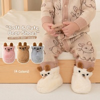 Herbst-Winter Kunstfell-Babystiefelchen, Niedliche 3D-Plüsch-Bären-Hausschuhsocken, Atmungsaktive Weiche Sohle, Warme Verstellbare Kleinkinderschuhe