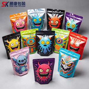 Bolsas de Mylar Impresas Personalizadas con Diseño de Monstruos de Dibujos Animados, Bolsas con Cierre Reutilizables para Envasado de Alimentos - Product Image 1