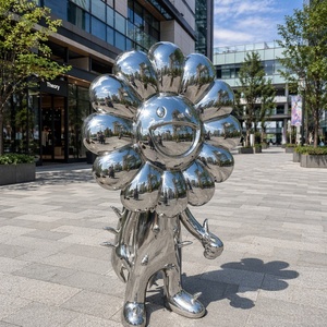 Sculpture de tournesol en résine de fibre de verre, finition chrome doré, pour décoration d'art moderne en extérieur, grand modèle d'ornement personnalisé YX-BLG-pkr - Product Image 2