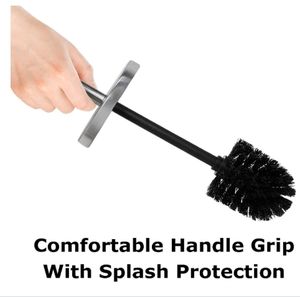 Support de brosse WC cylindrique portable moderne personnalisé avec brosse en microfibre et outil de nettoyage WC en acier inoxydable 410, modèle 823 USA - Product Image 6