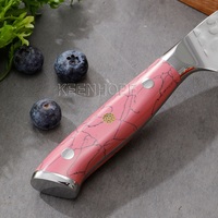 Couteau de cuisine professionnel japonais KEENHOPE en acier Damas de 8 pouces, 67 couches, AUS-10, couteau à pain, manche en résine turquoise rose