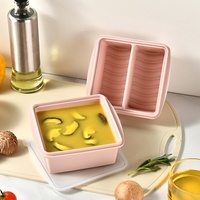 Wonderfulife Boîte à lunch carrée en silicone de qualité alimentaire, compartimentée, épaissie, avec couvercle protecteur, hermétique, antidérapante et antibactérienne