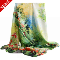 Écharpe en soie de mûrier 100% personnalisée, imprimée numériquement/à couleur unie, motif floral, 35'' carrée, douce pour la peau, pour femmes
