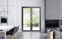 Porte battante en aluminium robuste, sans rail/avec rail plat en option, pour entrée de villa, extérieure, étanche, design porte française/néerlandaise