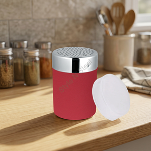 Salière et poivrière en acier inoxydable de couleur texture rouge - Product Image 4