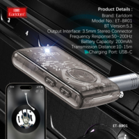 EARLDOM Kit de Coche Inalámbrico de 3.5mm, Adaptador de Música V5.3 para Coche/Auriculares/Altavoz, Transparente
