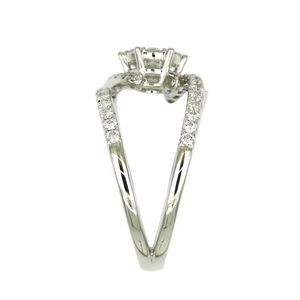 18K White Gold Double Band Cluster Diamond Ring Pave Shank Luxury Engagement Ring <b>Women</b> Jewelry - Product Image 2