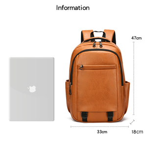 Di alta qualità Softback zaino da uomo impermeabile in pelle sintetica per viaggi e computer portatili con chiusura a cerniera fodera in poliestere - Product Image 3