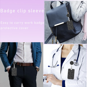 Wholesale white leather belt <b>clips</b>, epoxy resin easy-pull ID card lanyards, neck straps, exhibition member badges, card - Product Image 3