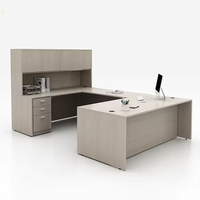 Scrivania Direzionale Moderna a L con Armadietto, Mobili per Ufficio in Legno con Funzione di Archiviazione