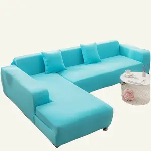 Capa de sofá elástica 4 estações, capa de sofá de cor sólida elástica de spandex com espuma antiderrapante