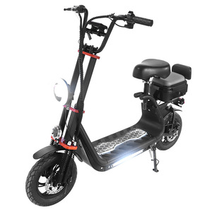 Scooter Eléctrico con Motor sin Escobillas, Alcance de 35 km, con Asiento Plegable, Dos Ruedas, para Adultos, Unisex, Negro, Enchufe Estadounidense - Product Image 1