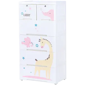 High Quality Multi-layer Baby Plastic Storage Drawer PP Plastic Cabinet with Wheels & Lock
