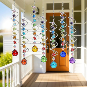 Crystal Ball Spiral Tail Suncatchers for Windows Hanging Gazing Ball Spiral Tail <b>Wind</b> <b>Spinners</b> Garden Indoor Home Decoration - Product Image 4