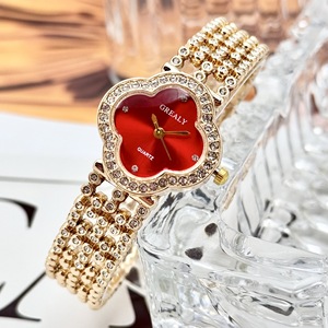 Orologio da <span class=keywords><strong>Donna</strong></span> di Lusso a Quadrifoglio con Strass, Bracciale Gioiello, Orologio da Polso Portafortuna, Regalo di Moda Africana - Product Image 3