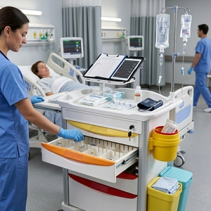Carrito de Emergencia Móvil para Hospital Veterinario con Bloqueo Central: Organizador de Suministros Quirúrgicos para Clínica <span class=keywords><strong>Veterinaria</strong></span>, Carrito de Procedimientos - Product Image 5