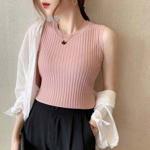 Nouvelle Collection Été – Débardeur Femme Chic en Maille Col Rond – Blouse Sans Manches Unie Décontractée et Légère - Product Image 2