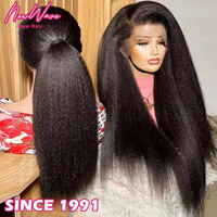 Pelucas de Cabello Virgen al por Mayor, Pelucas de Encaje Frontal sin Pegamento, Cabello Liso Yaki, Pelucas HD 13*6 para Mujeres Negras