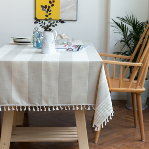 DUOLAI Light Green and <strong>White</strong> <strong>Striped</strong> Tablecloth Rectangle Washable Jacquard Weave <strong>Table</strong> <strong>Cloth</strong> for Outdoor Picnic With Napkins - Product Image 3