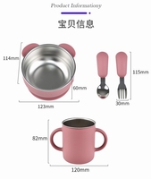 Nouvel ensemble de vaisselle 2026 en acier inoxydable et silicone avec design ours, assiettes à ventouse pour bébé, tasses, bols et couverts pour enfants