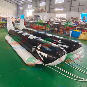 8-12 Orang Musim Panas Ikan Paus Lautan Rider Inflatable Perahu Pisang Hiu Bentuk Terbang Towable Banana Boat untuk Dijual